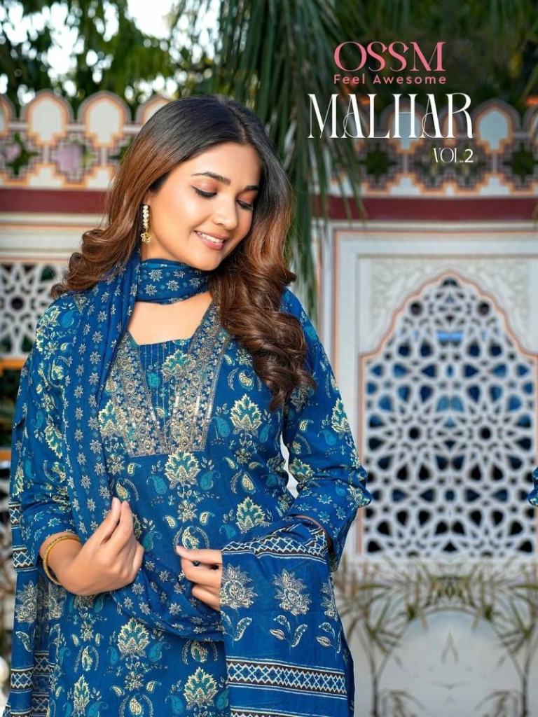 Ossm Malhar Vol 2 Cotton Printed Neck Embroidery Casual Wear Salwar Suit 