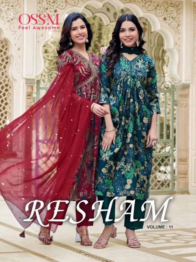 Ossm Resham Vol 11 Premium Chanderi Kurti Bottom With Dupatta