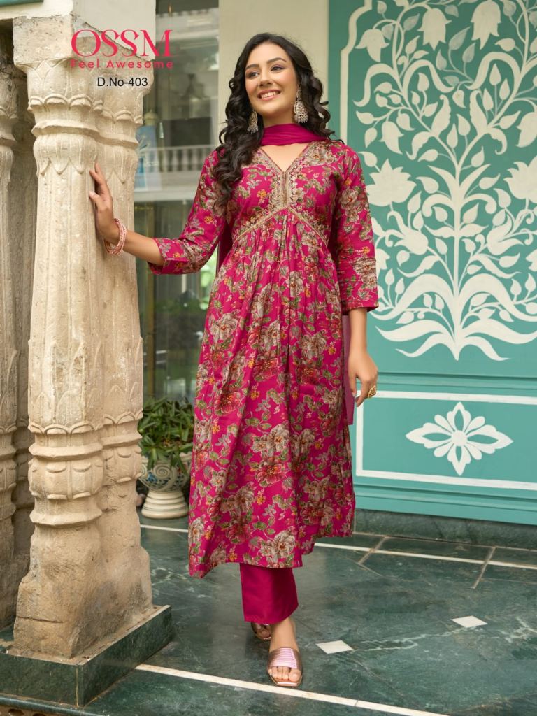 Ossm Resham Vol 4 Stylish Alia Cut Top Bottom With Dupatta Collection