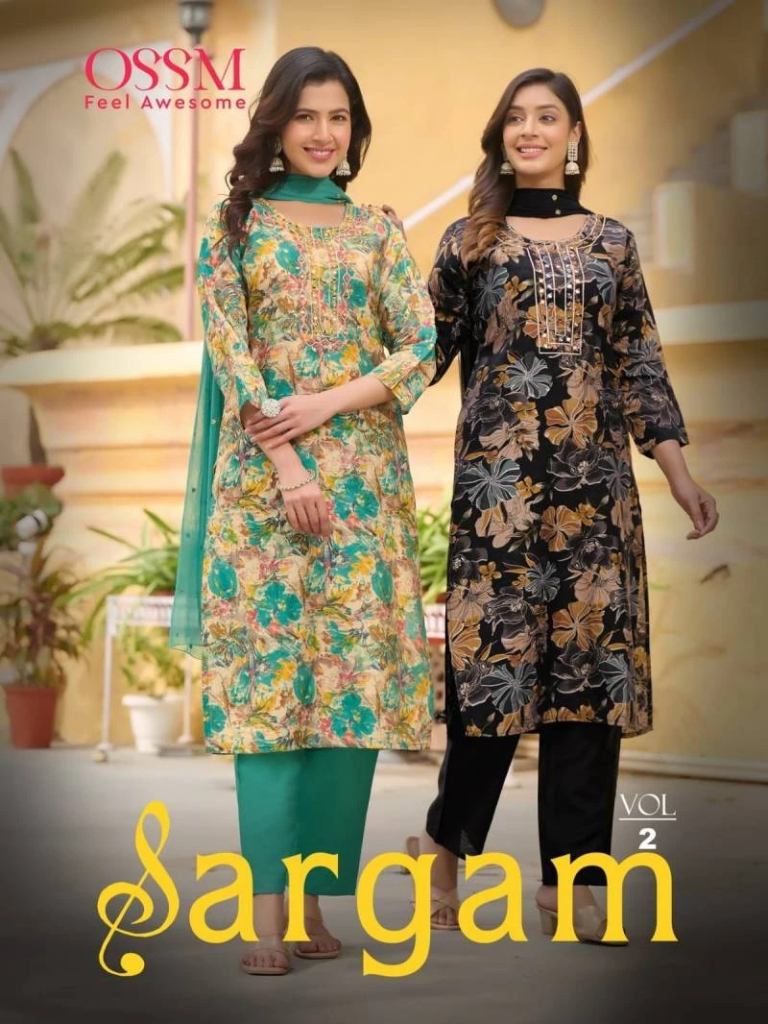 Ossm Sargam Vol 2 Premium Chanderi Kurti Bottom With Dupatta