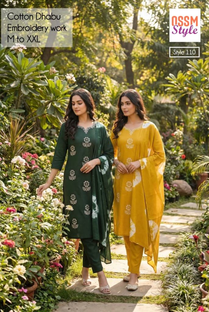 Ossm Style 110 Embroidery Kurti With Bottom Dupatta