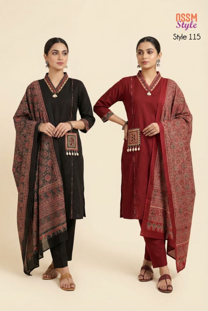 Ossm Style 115 Handworked Kurti With Bottom Dupatta