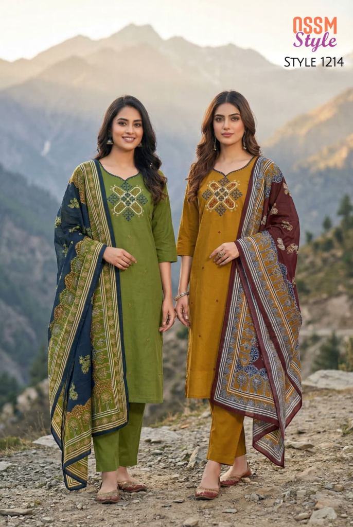 Ossm Style 1214 Digital Printed Kurti With Bottom Dupatta