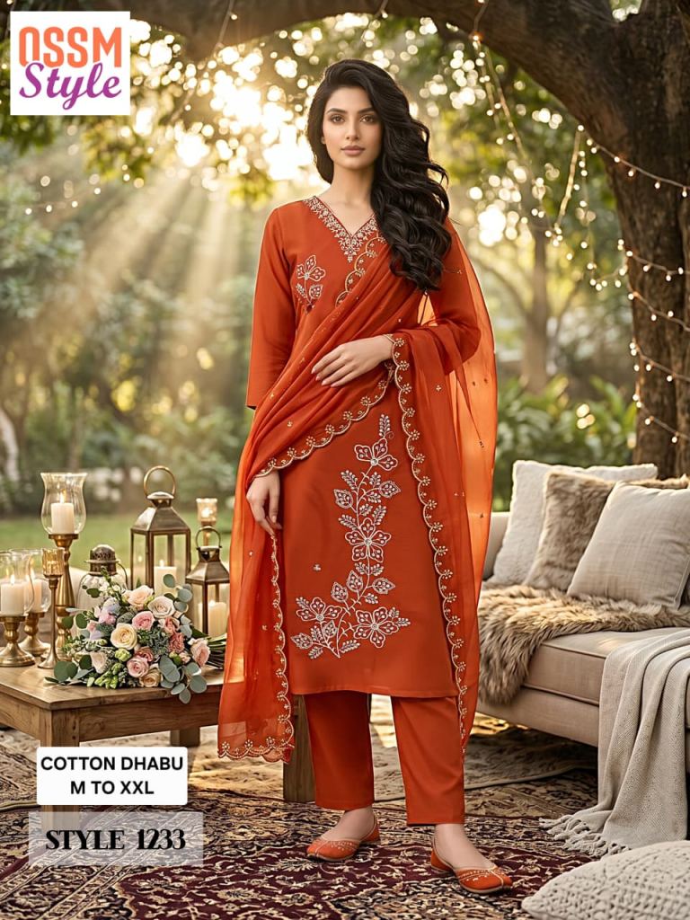 Ossm Style 1233 Kurti With Bottom Dupatta