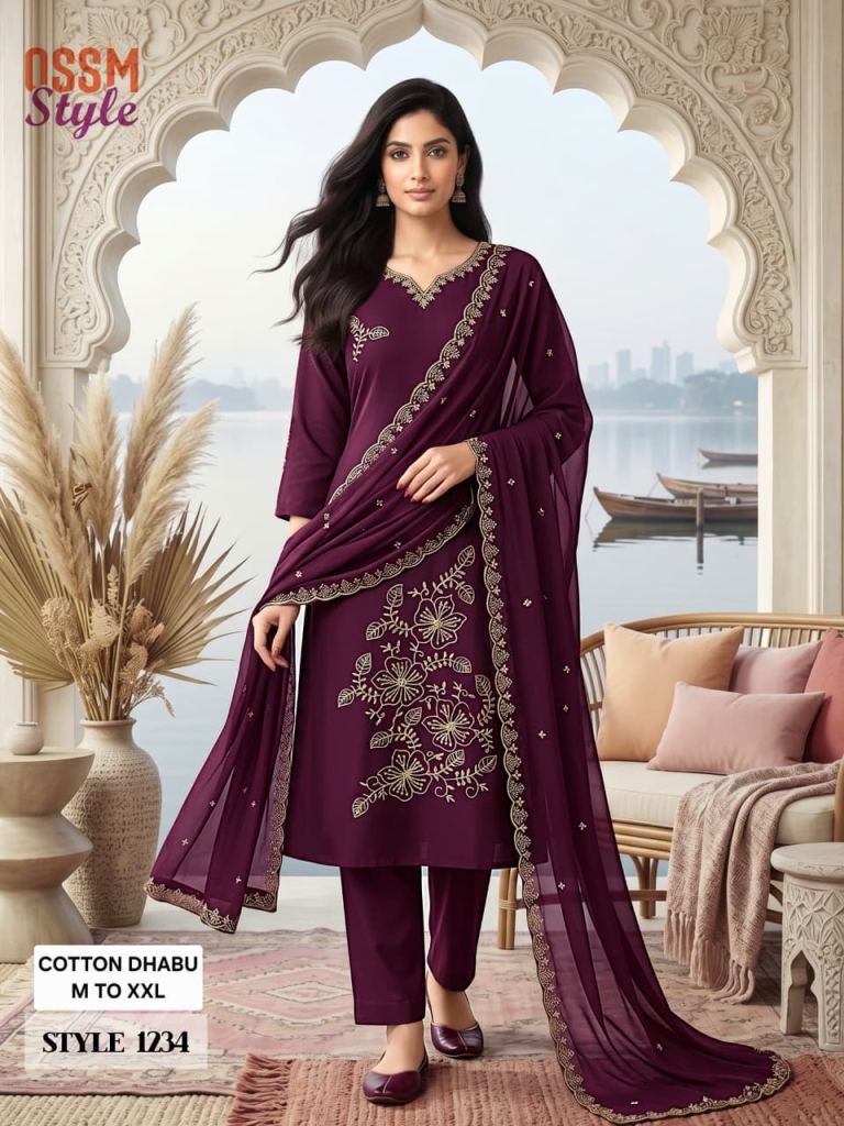 Ossm Style 1234 Kurti With Bottom Dupatta