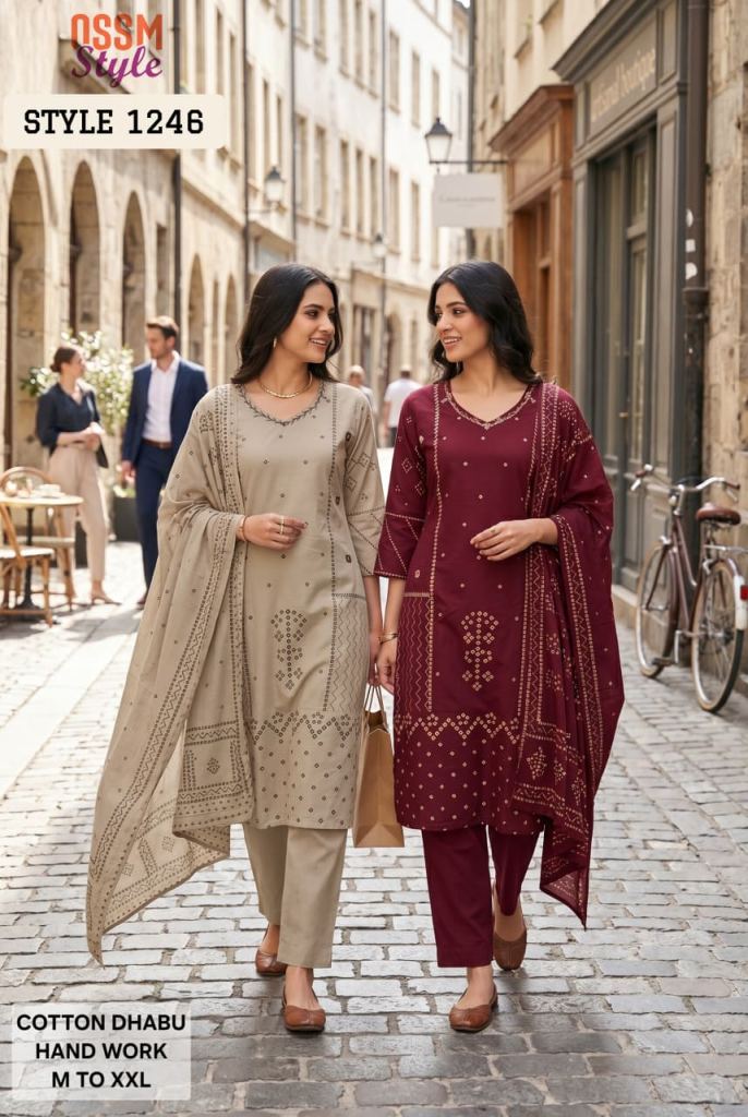 Ossm Style 1246 Hand Worked Kurti With Bottom Dupatta