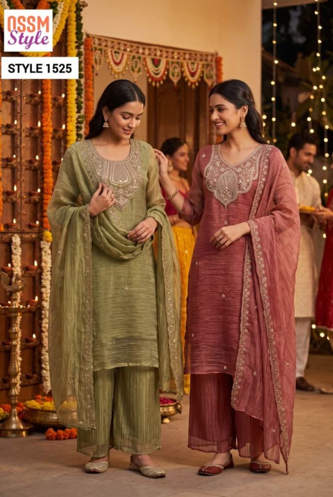 Ossm Style 1524 And 1525 Hand Work Kurti With Bottom Dupatta