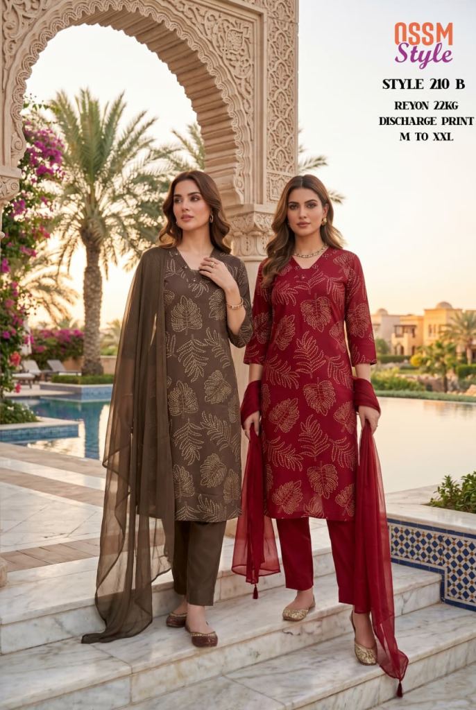 Ossm Style 210 Printed Kurti With Bottom Dupatta