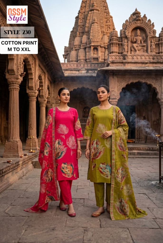 Ossm Style 230 Printed Kurti With Bottom Dupatta
