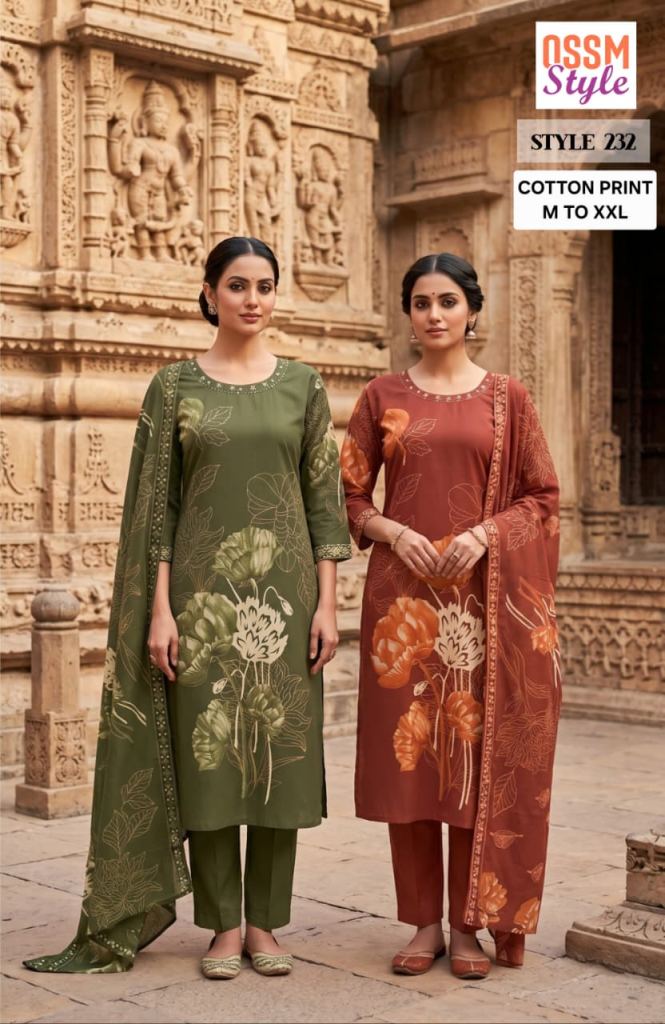 Ossm Style 232 Printed Kurti With Bottom Dupatta