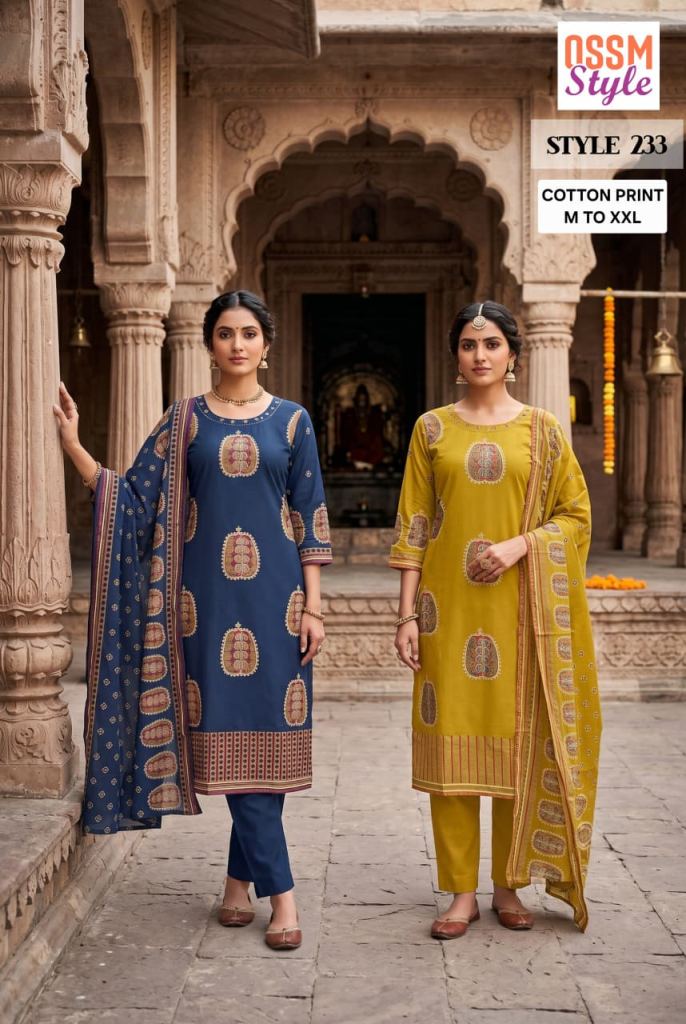 Ossm Style 233 Printed Kurti With Bottom Dupatta
