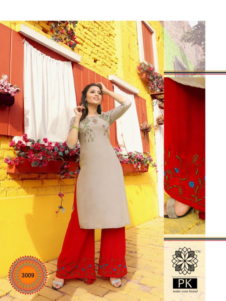 Woman Kurti With Plazo Set Navy Blue Colour With Beautiful Gold Print