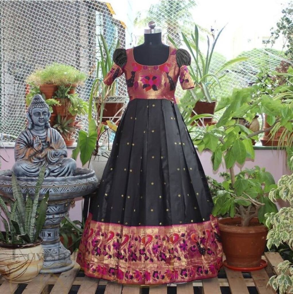 Paithani Black Gown Ethnic Wea 1652349972