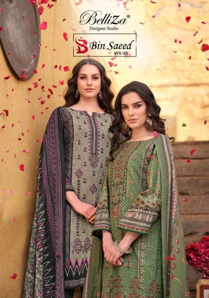 Pakistani Belliza Bin Saee Vol 3 Pretty Designer Cotton Dress Material