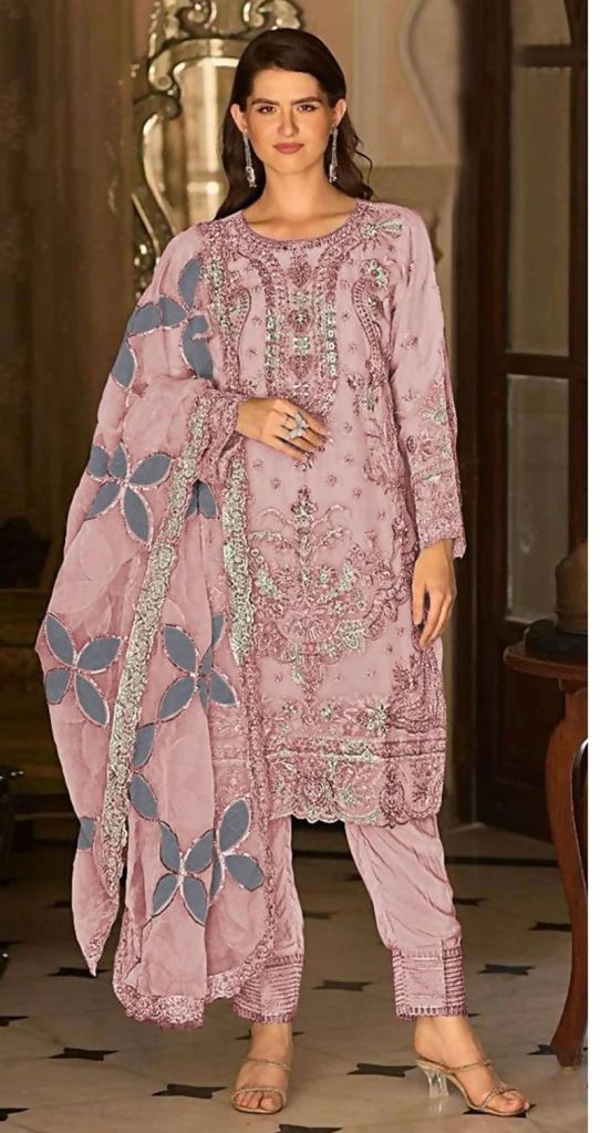 Pakistani Khas 7003 A To D Exclusive Organza Silk Salwar Kameez Material