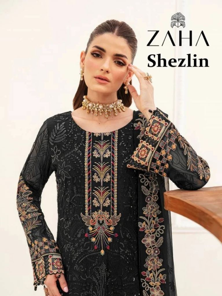 Pakistani Style Zaha Shezlin 10247 To 10249 Heavy Faux Georgette Salwar Suit