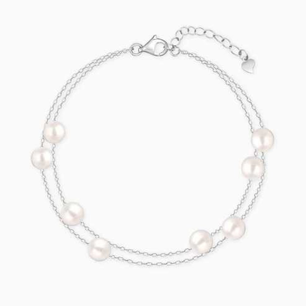Palvina Silver String of Pearls Layered Bracelet