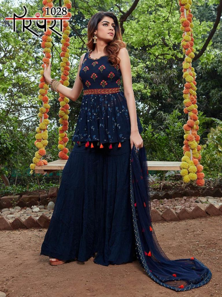 Georgette Embroidered New Party Wear Designer Suits, Blue at Rs 1499 in  Surat