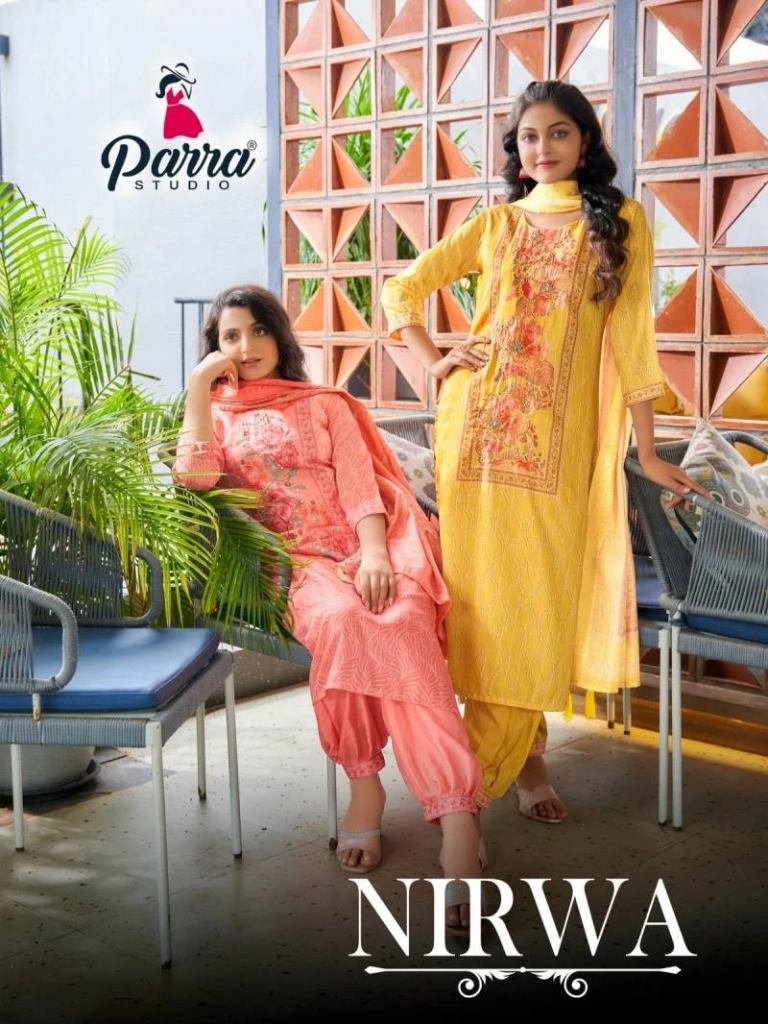 Parra Nirwa Vol 1 Muslin Kurti With Afghani Pant Dupatta