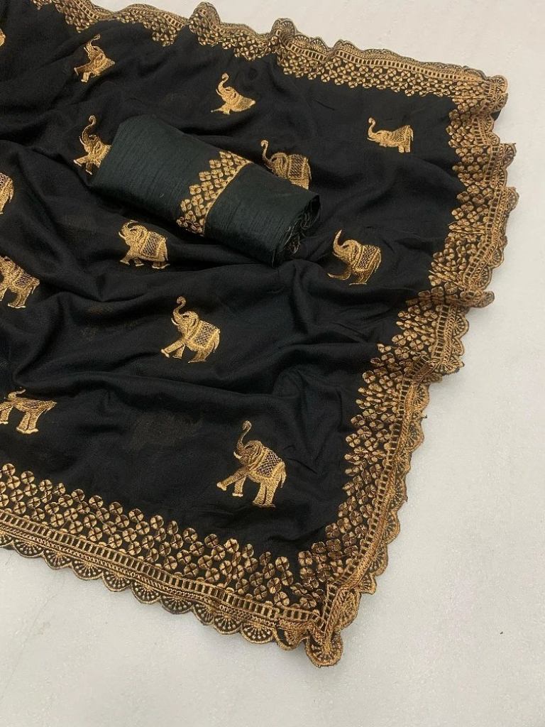 Party Wear Beautiful Mahek 143  Vichitra Silk Embroidery Saree Collection