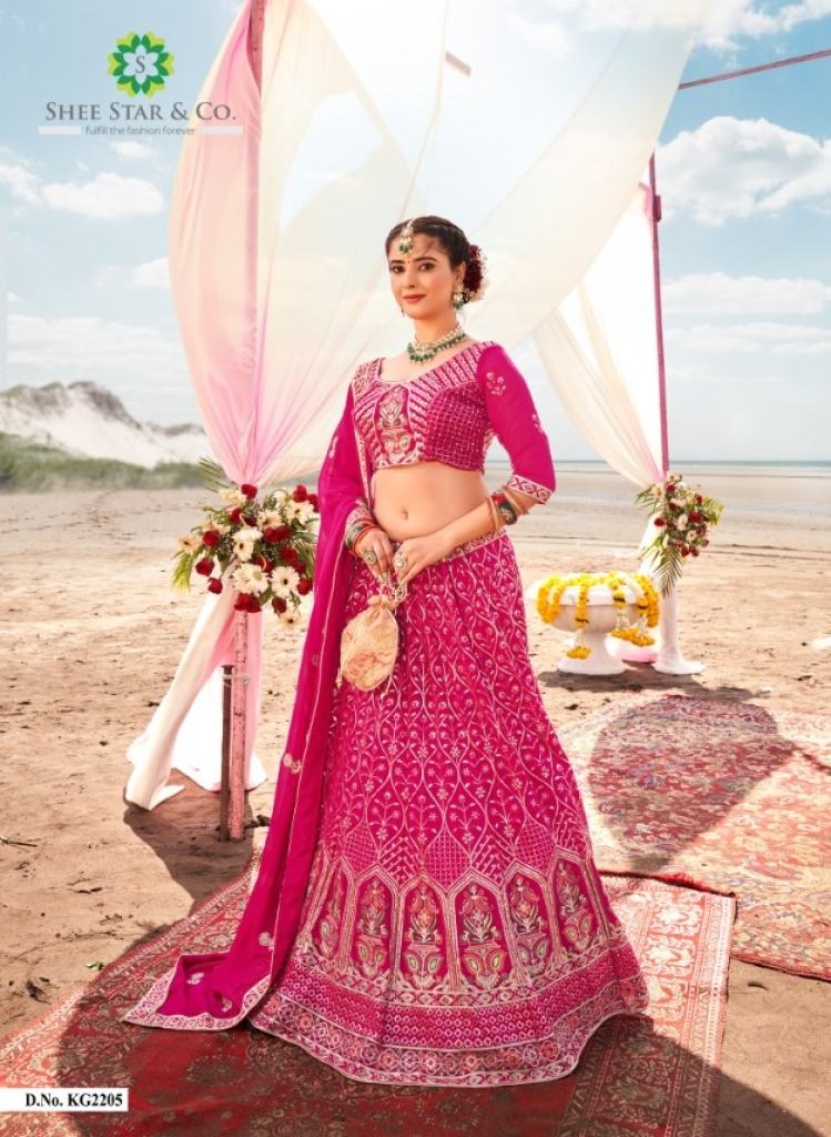  Pink Sequins Georgette Wedding Lehenga Choli