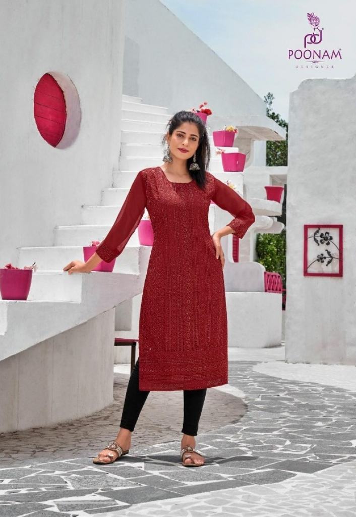 Poonam Chikankari Designer Chikan Work Kurti catalog 