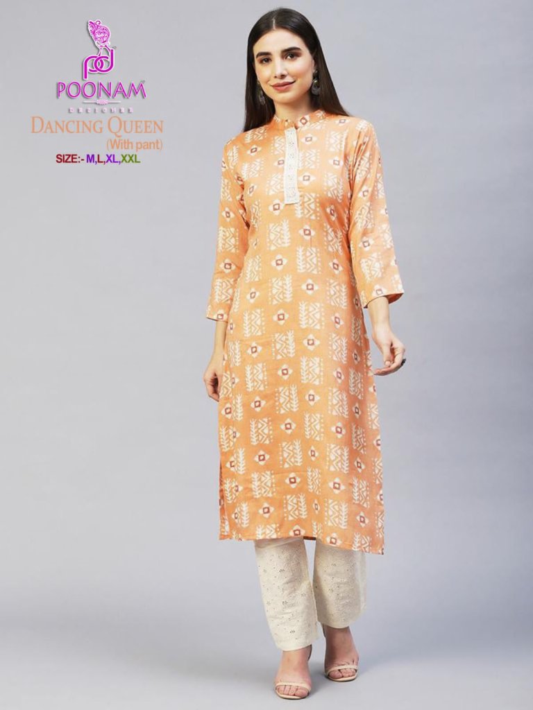 Poonam Dancing Queen Regular Wear Rayon Kurti With Pant