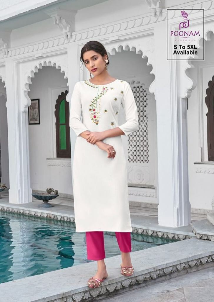 Poonam Diva Vol 11 Heavy Rayon Embroidery  Daily Wear Kurti 