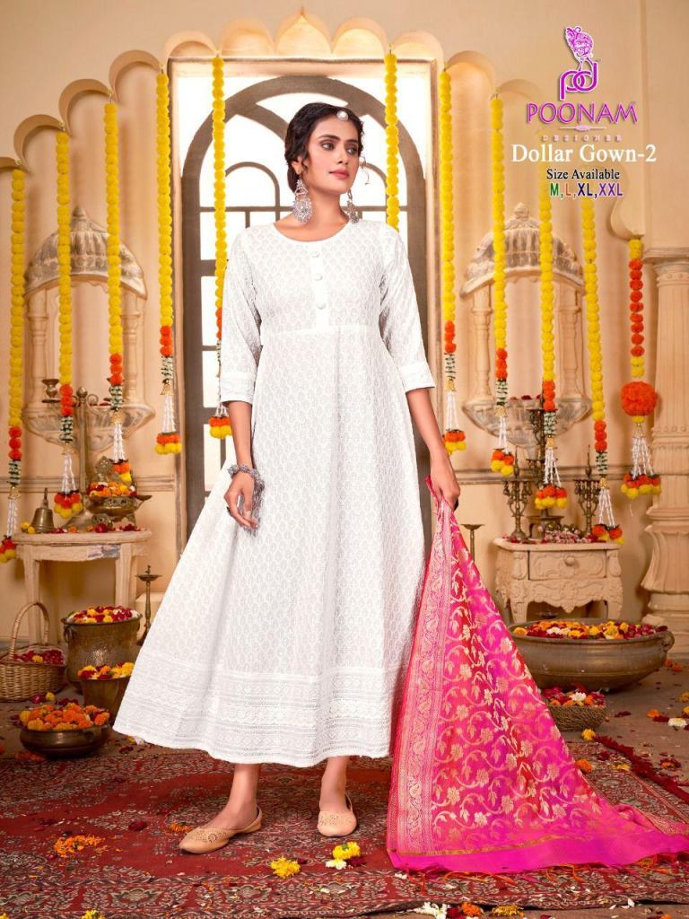 Poonam Dollar Gown vol  2 Festive Wear Designer Kurti With Dupatta Collection