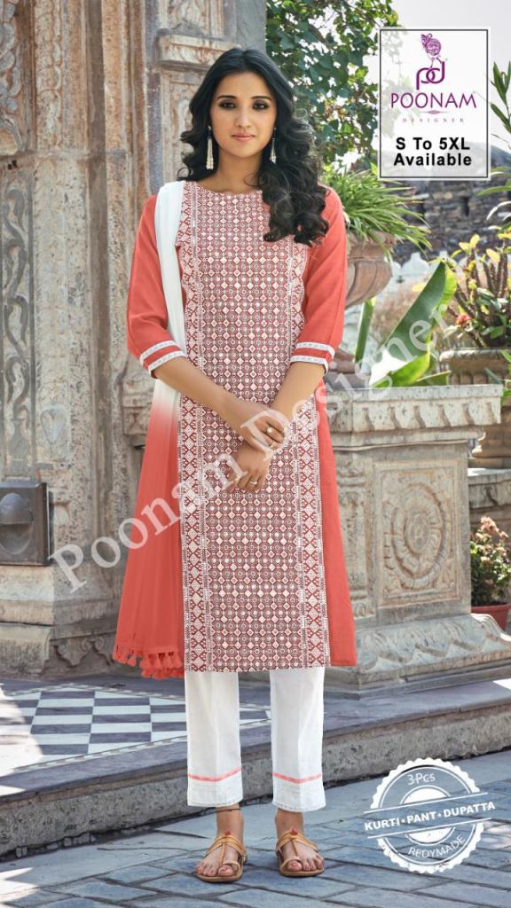 Cream Colour Polka Dot with Floral Print Frock Kurti Design 2021