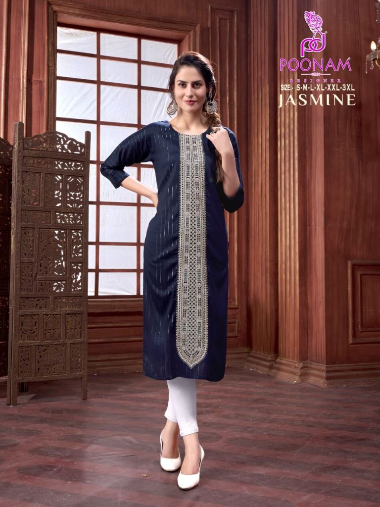 Poonam Jasmine Rayon Embroidery Kurti Collection