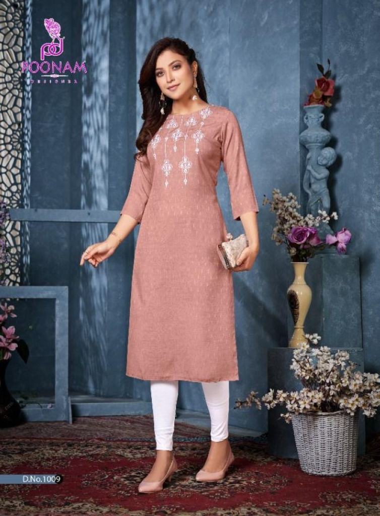 Poonam Mayra  Rayon chikan work Designer Daily Wear Kurti 