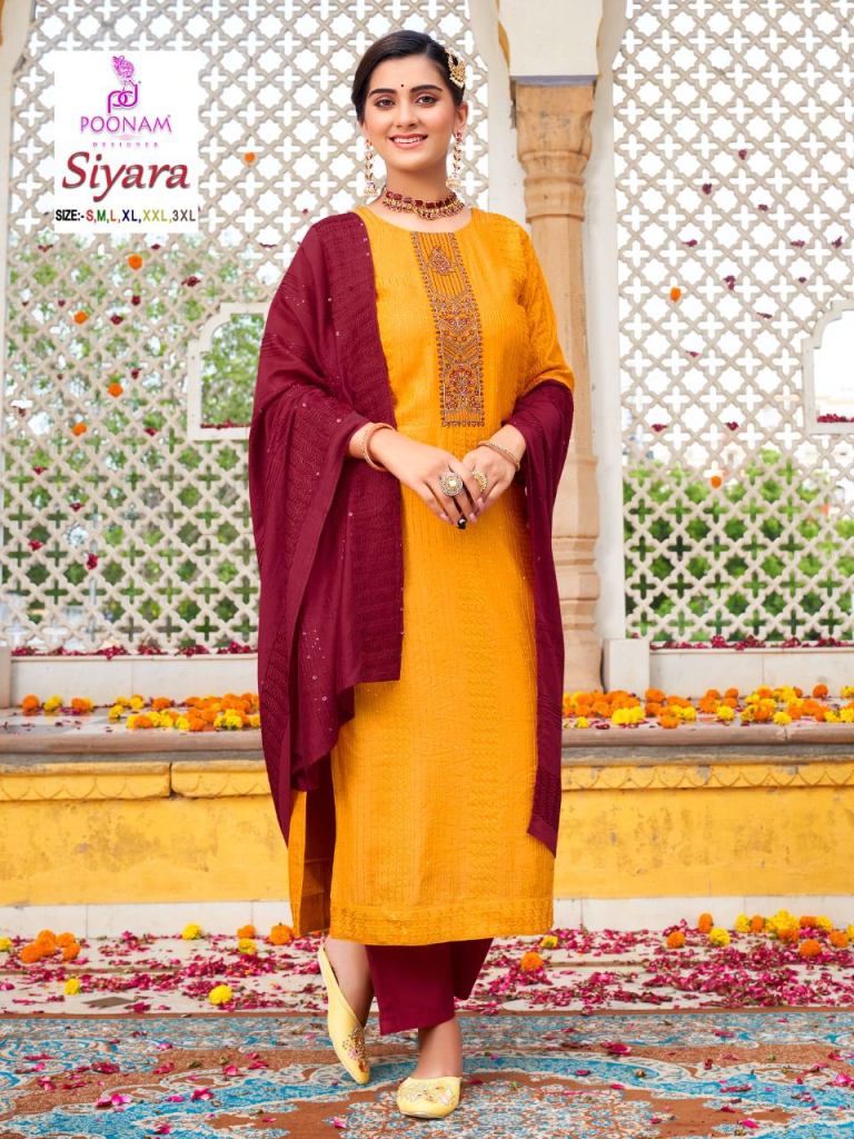 Poonam Siyara Festive Wear Kurti Pant With Dupatta Collection