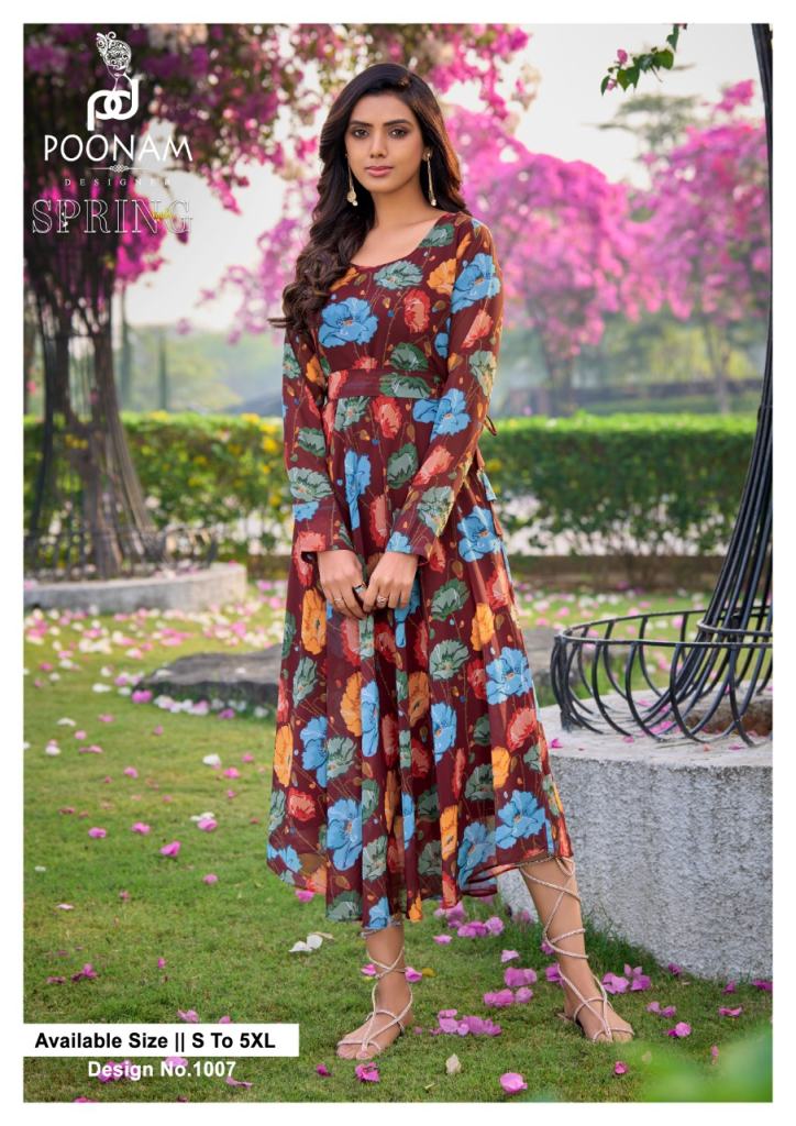 Poonam Spring Valley Digital Printed Georgette Kurtis Collection