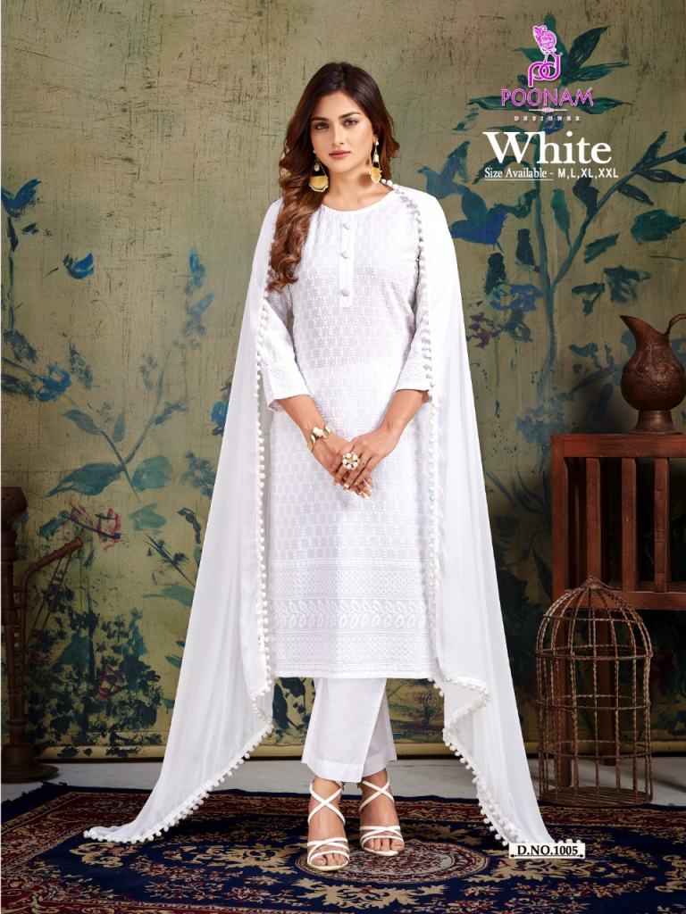 White Heavy faux Georgette Designer Party wear Full Flair Gown Kurti w –  Royskart