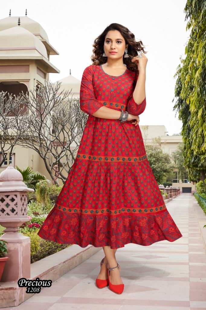 Diya Trends Groom Vol 1 Fancy Rayon Designer Long Anarkali Kurti Catalog