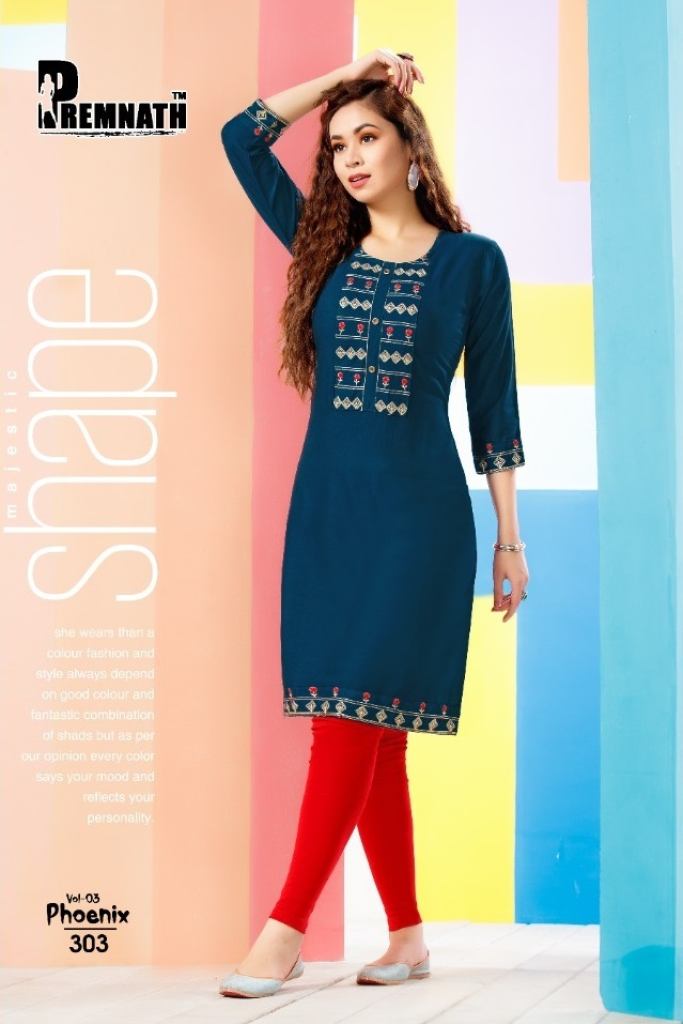 Premnath Phoenix Vol 3 Catalog Fancy Wear Embroidery Kurtis