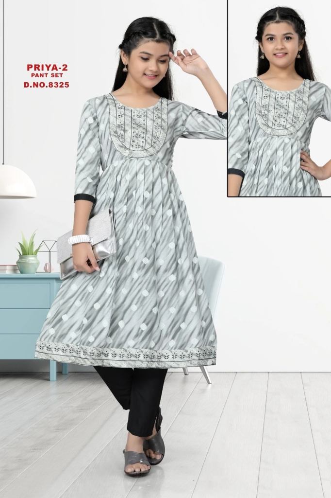 Priya 2 Rayon Printed Kids Wear Kurti With Bottom