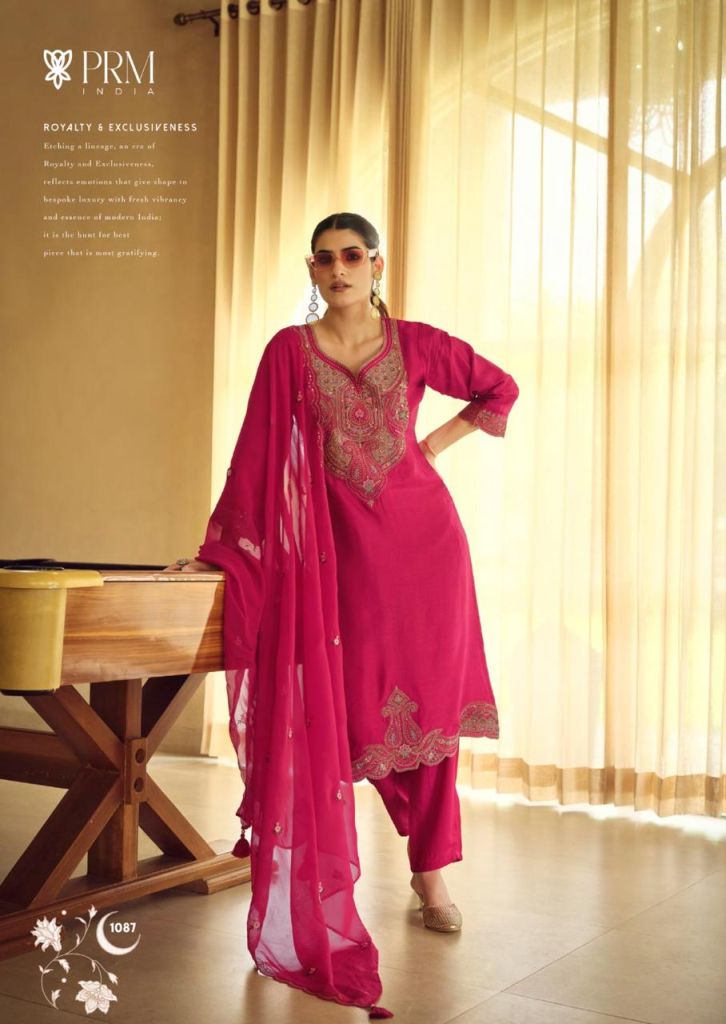 Prm Moh  Embroidery Work Top Bottom And Dupatta