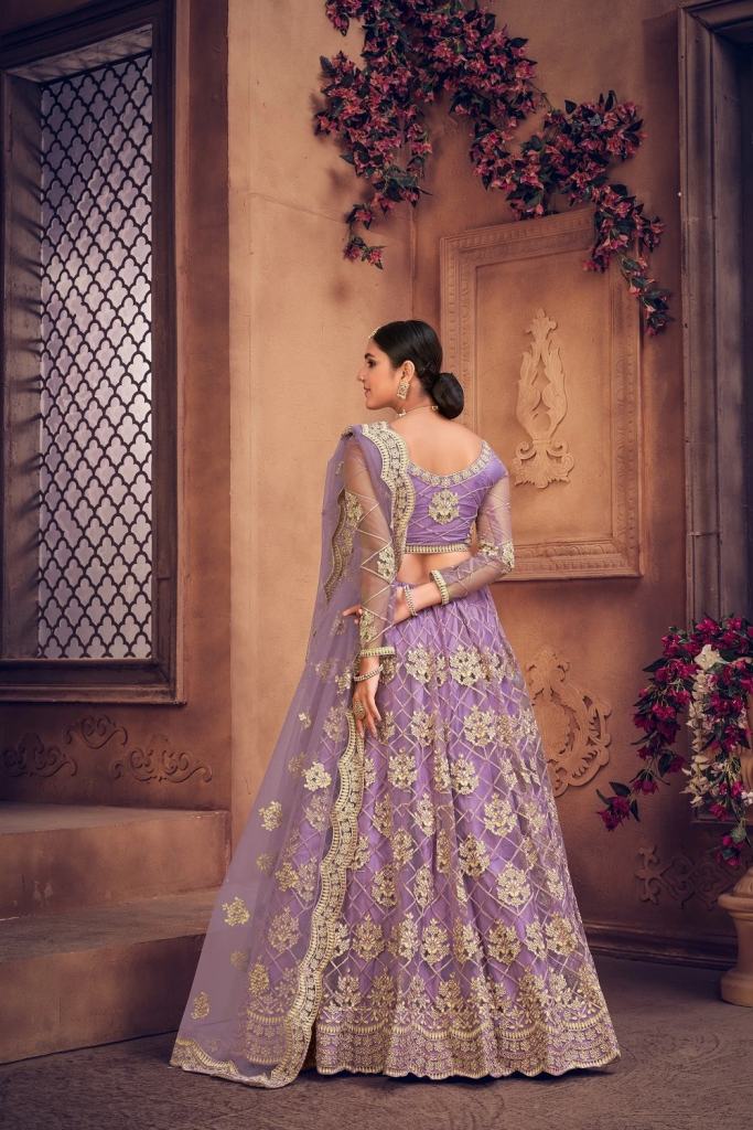 Buy Rama Blue Printed Georgette Wedding Lehenga Choli From Ethnic Plus