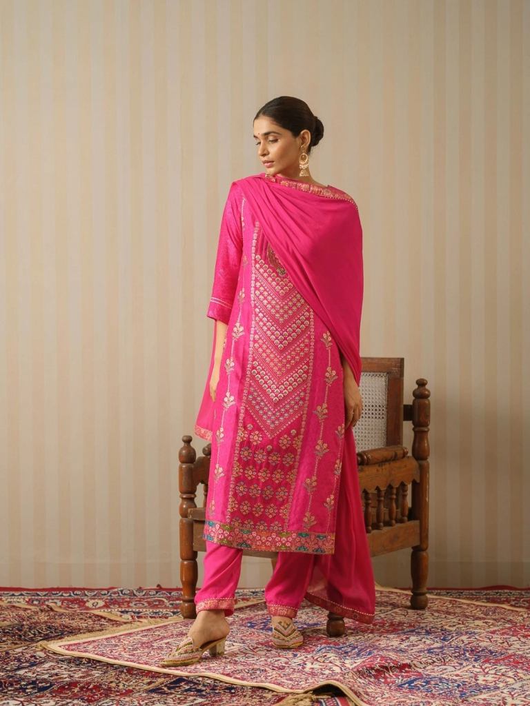 Psyna 2365 Pink Dola Jacquard Kurti Sets