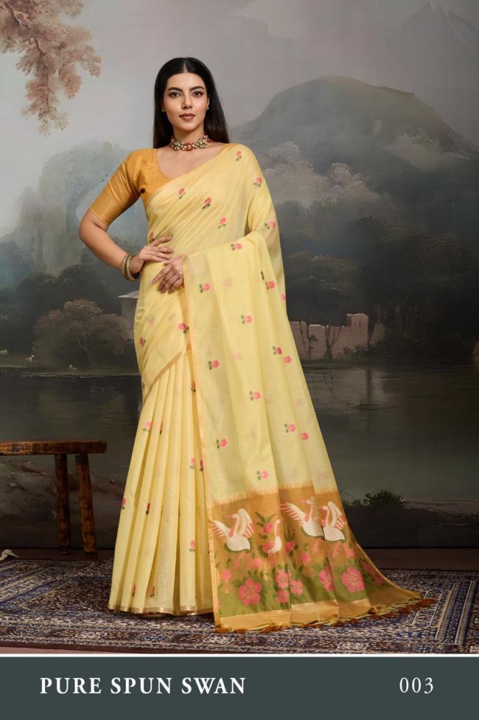 Pure Spun Swan Handloom Weaving Saree