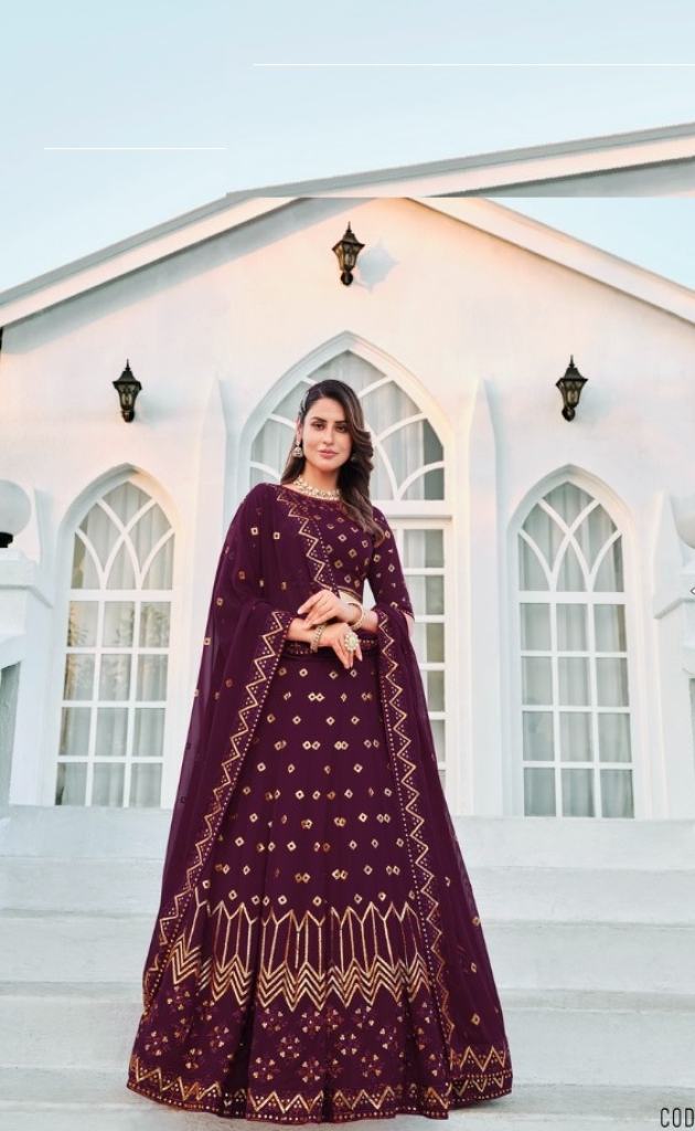 Purple  Georgette Embroidery Lehenga with  Fancy Dupatta  Collection