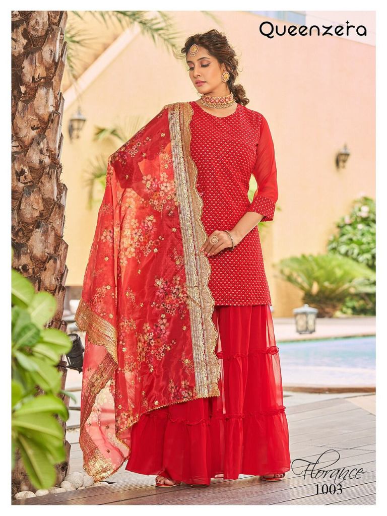 Queenzera Georgette Embroidery work Expensive Ready Made Suits 