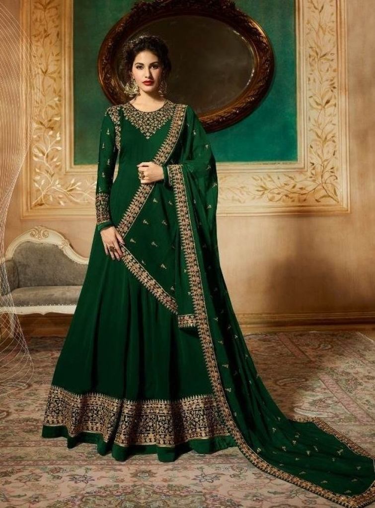 Buy Eye catching Firozi Color Designer Georgette Chain Stitch Neck Fancy  Salwar Suit For Wedding Wear | Lehenga-Saree