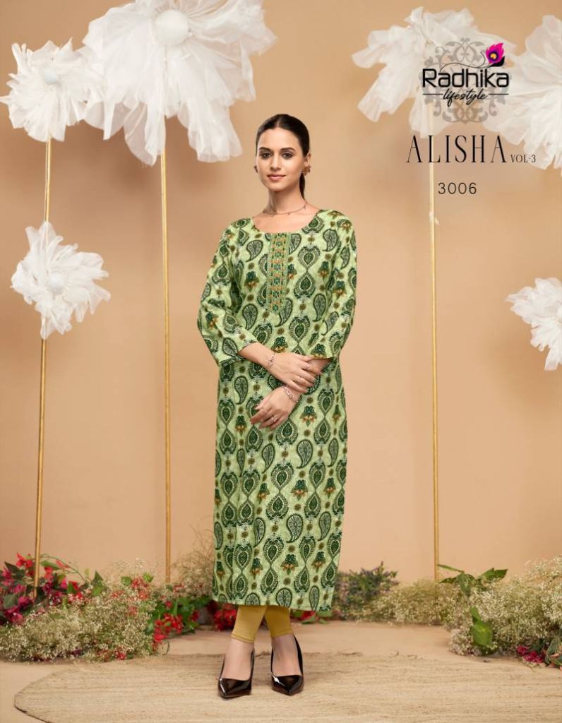 Radhika Alisha Vol 3 Rayon Printed Kurti