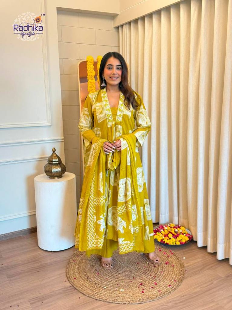 Radhika Anarkali Plazo Set Printed Kurti Pant With Dupatta