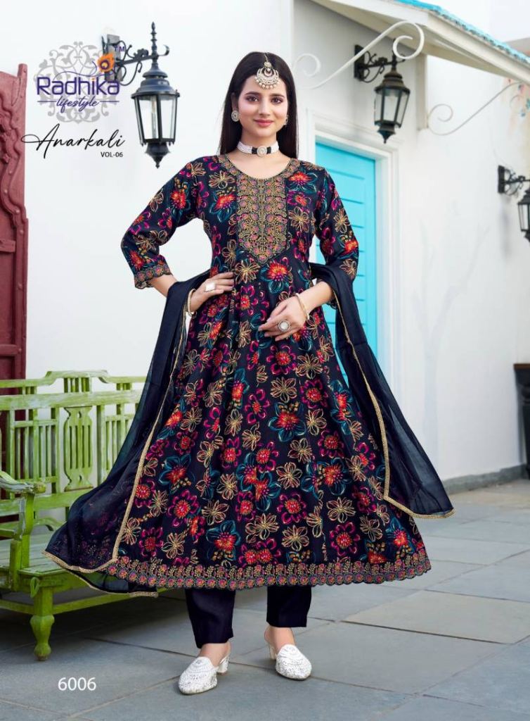 Radhika Anarkali Vol 6 Printed Kurti Pant With Dupatta