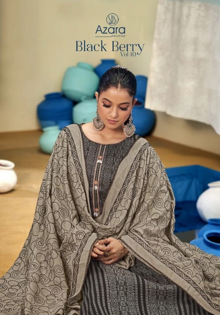 Radhika Azara Black Berry Vol 10 Cotton Printed Dress Material 