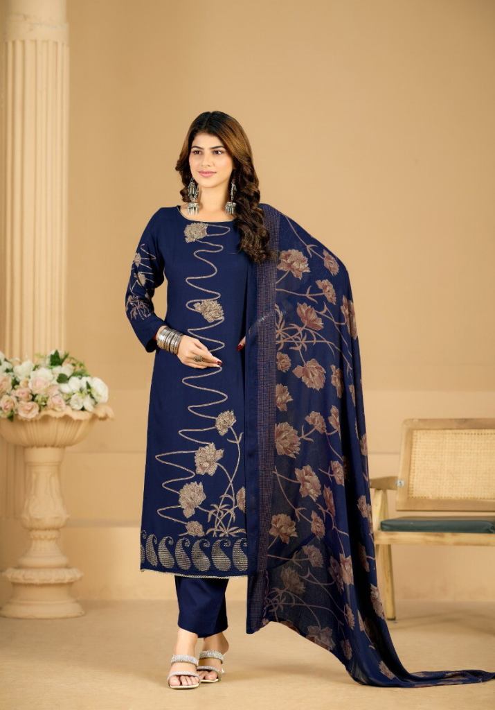 Radhika Azara Firoza Printed Work Dress Material